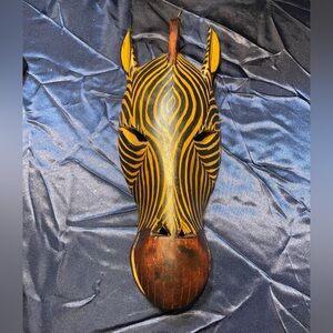 Handcrafted Zebra Mask Wall Art African wooden carved wall decor animal safari